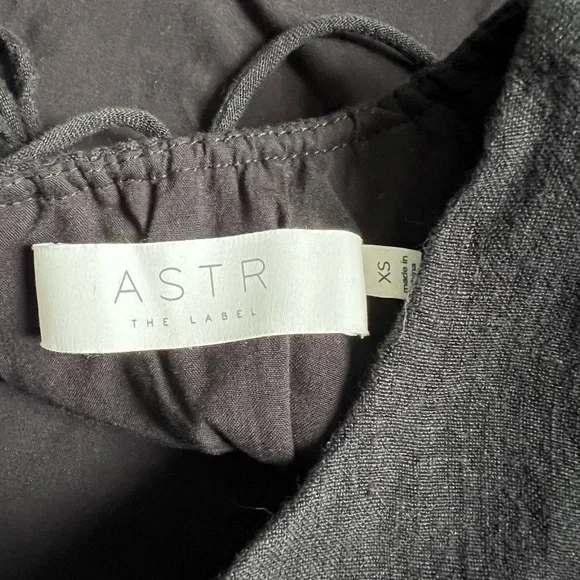 Astr the Label Simona crop top women’s black linen tie back short sleeve XS - Picture 6 of 7